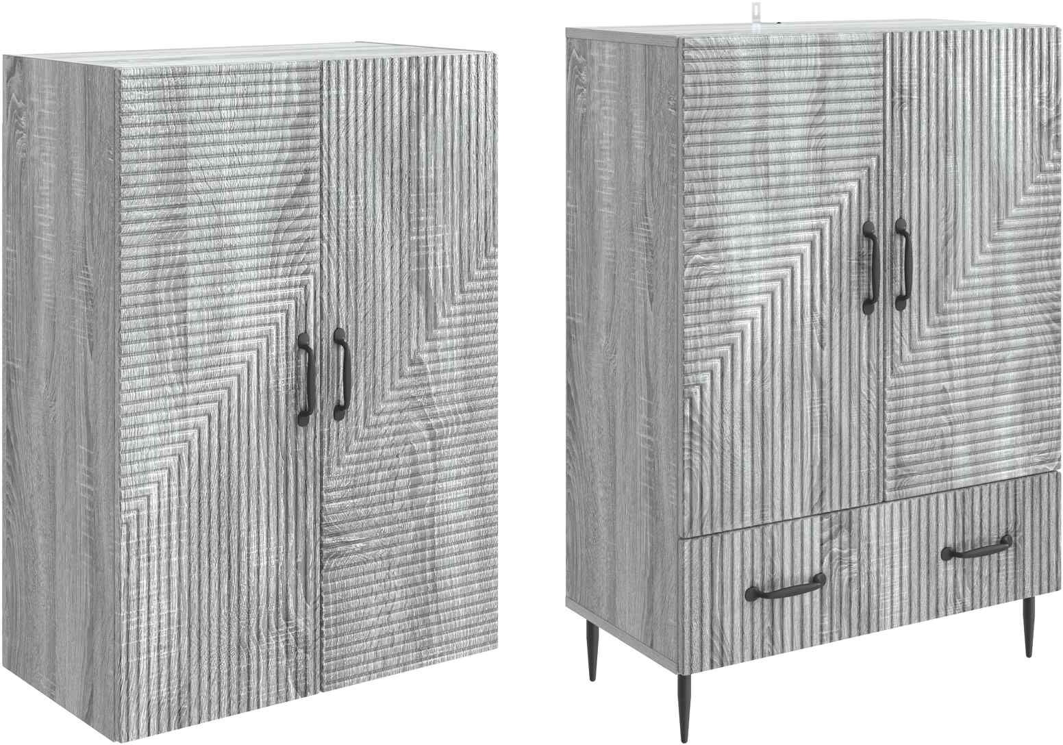 vidaXL Juego de armarios 2 uds. Madera de ingeniería Gris