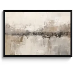 POSTER MIT RAHMEN Moderne Kunst - Abstrakt - Beige 90x60 cm