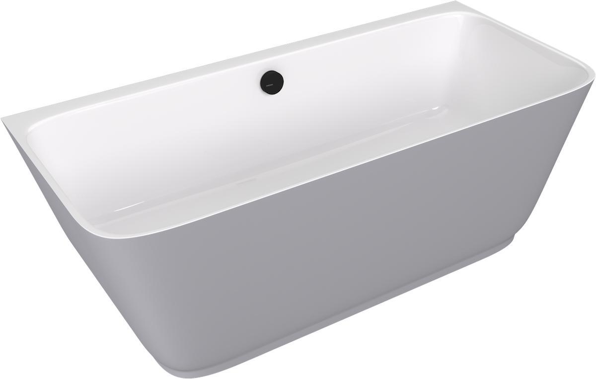 Polysan SKYLLA Wand-Freistehende Badewanne 170x75x60cm, weiß/grau matt
