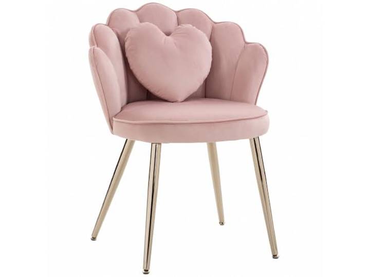 HOMCOM Lotus-Sessel, Schminkstuhl mit Herzkissen, Rosa Samtbezug, goldfarbene Metallbeine, moderne Blütenblatt-Rückenlehne, Sessel, für Wohnzimmer, Arbeitszimmer, Schlafzimmer