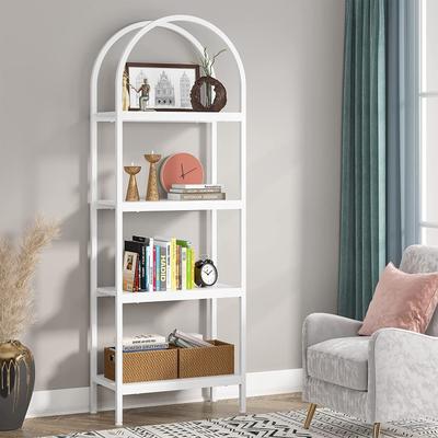 YUZHOU "4-Tier Arched Bookshelf 70.8"", Storage Shelves, Metal Frame"