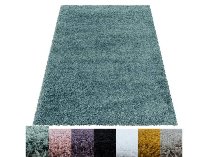 Tapis de salon CARPETTEX - Poil long uni - Bleu - 160 cm Rond