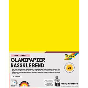 Folia Buntpapier 70012, glänzend, 35 x 50 cm, gelb, 80 g/m², gummiert, selbstklebend, 20 Blatt
