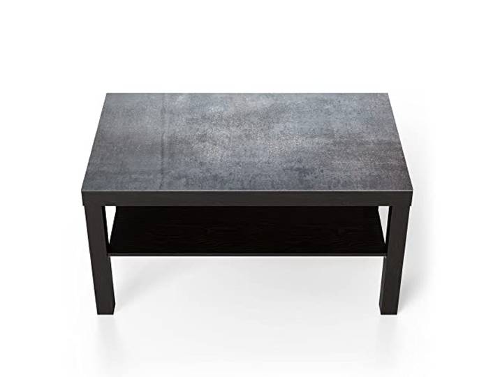 DEQORI Glastisch schwarz groß 90x50 cm Motiv Raue Metalloberfläche ausgefallener Beistelltisch aus Glas Hochglanz Couchtisch fürs Wohnzimmer moderner Couch Tisch mit Design