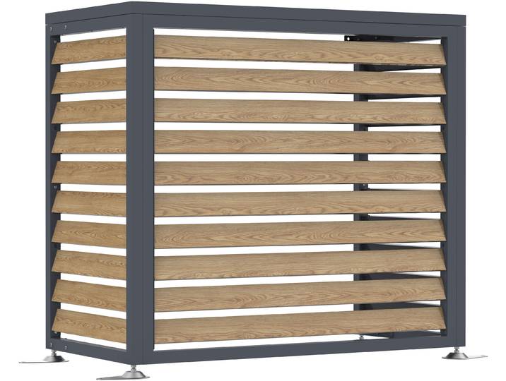 Wärmepumpen-Verkleidung WESTMANN Boxa S , braun (anthrazit, holzoptik), B:100cm H:97cm T:56cm, Stahl, Abdeckblenden, Wärmepumpen-Verkleidung, 56x100x97cm