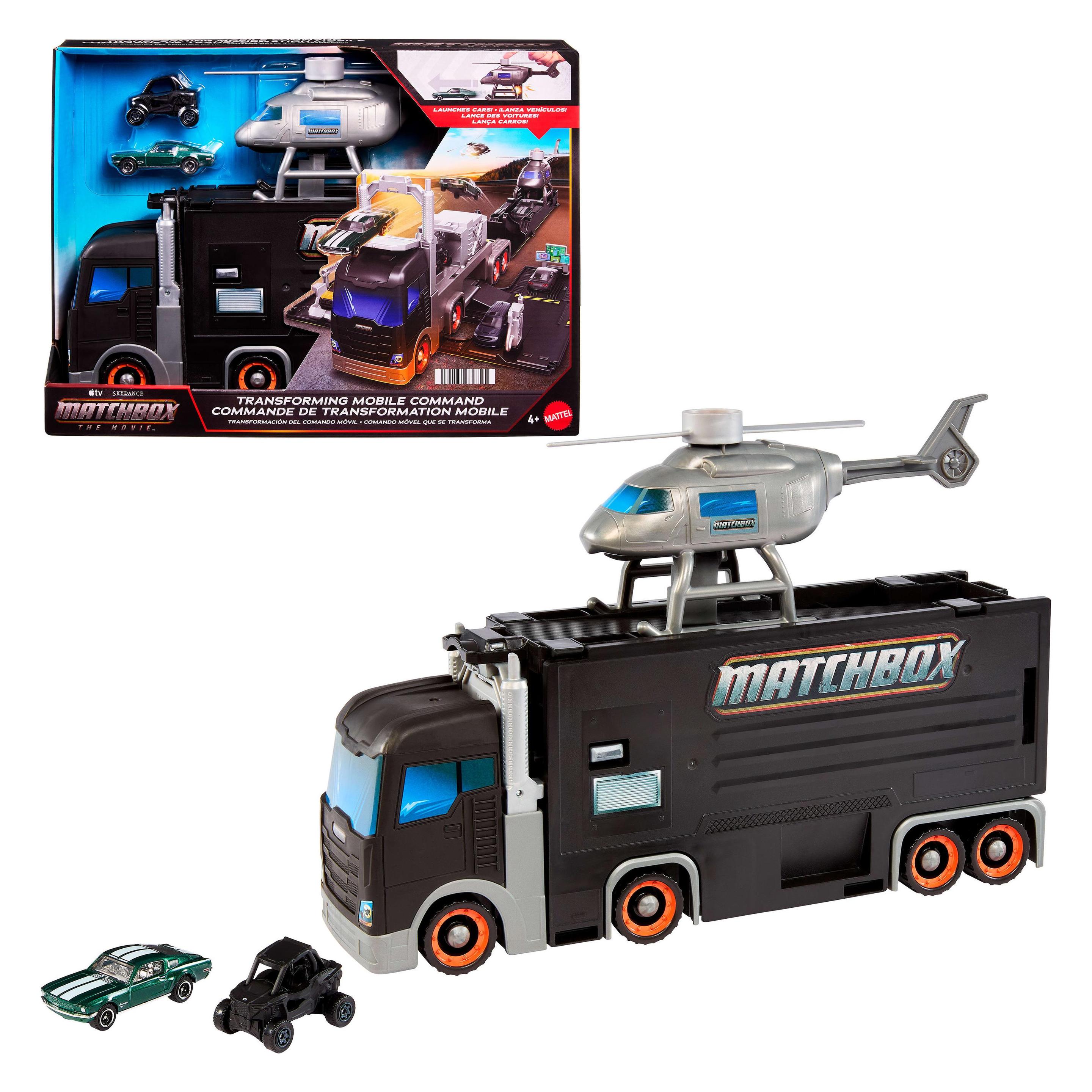 Matchbox Mobile Kommandozentrale, grosses Fahrzeug mit Helikopter und 2 Spielzeugautos aus dem Film (JJB32)