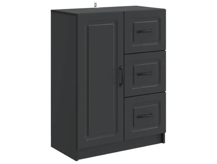 KGFHERENB Sideboard Schwarz 66x34,5x87cm Holzwerkstoff Beistellschrank Kompakte Anrichte mit 3 Schubladen und Tür für Flur Schlafzimmer oder Esszimmer Stabiler Schrank bis 60kg Belastung