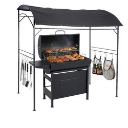Relaxdays Grill Pavillon aus Metall Anthrazit