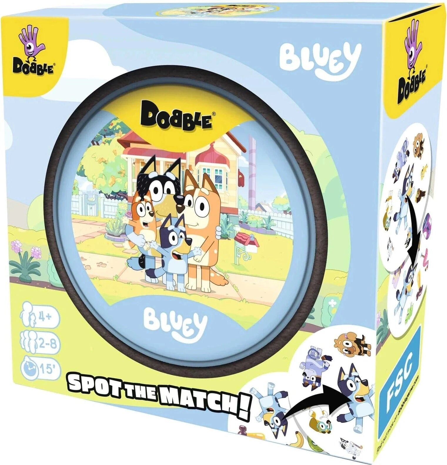 Zygomatic Dobble Bluey (Eco Sleeve) - Family Observation and Matching Card Game, Ages 6+, Bluey Fans, 5 Ways to Play, Compact, Blue