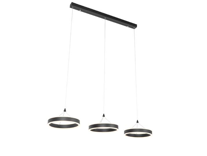 Suspension noire oblongue avec LED à intensité variable 3 niveaux