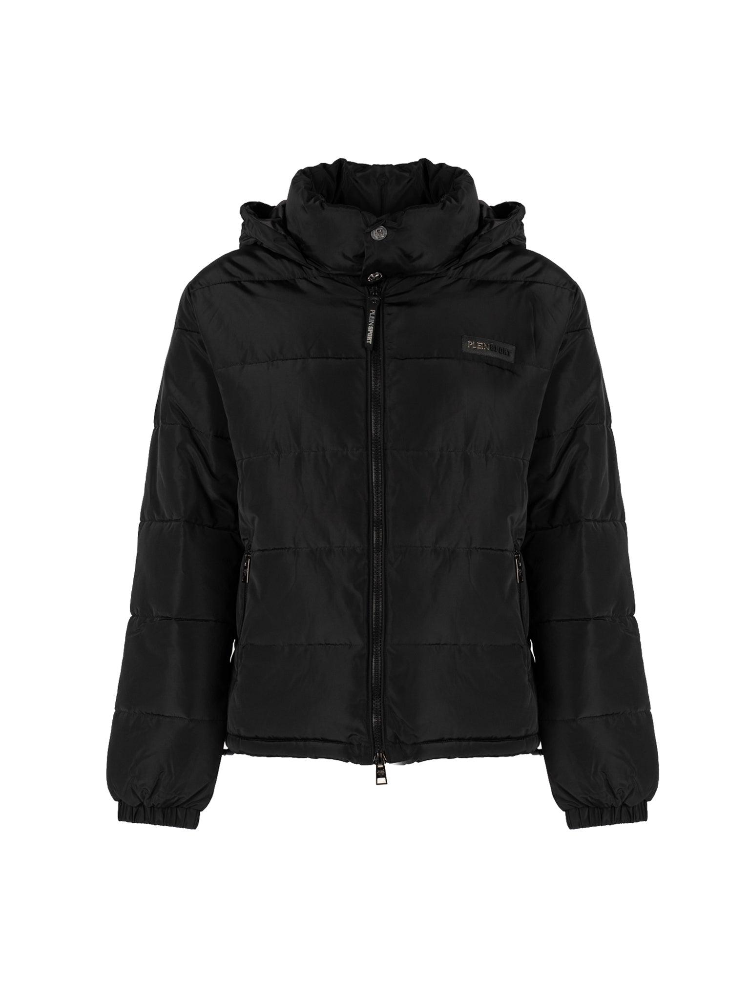 Plein Sport Fettes Rückenlogo Gepolsterte Schwarze Jacke