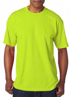 Bayside BA1701 USA-Made 50/50 T-Shirt in Safety Green size 4XL   Cotton Polyester 1701