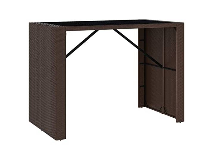 HBBMGYD Bartisch, Hartglas, Polyratan, Braun, 145 x 80 x 110 cm Robuster pulverbeschichteter Stahl, langlebiges Polyrattan, einfache Montage, einfache Pflege, Verwendung auf Terrasse und