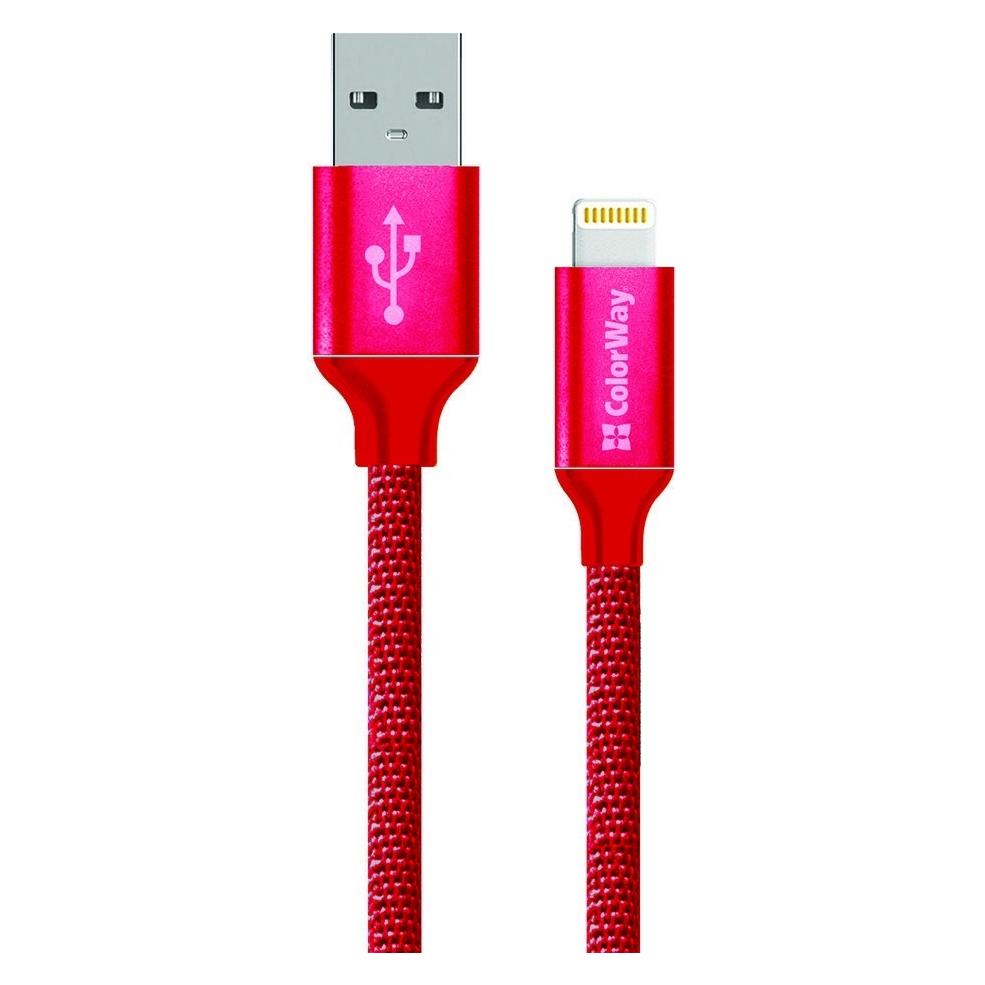 Colorway Data Cable Apple Lightning Charging cable, Fast and safe charging Stable data transmission, Red, 1 (1 m, USB 3.2 Gen 1, 1 W) (CW-CBUL004-RD)