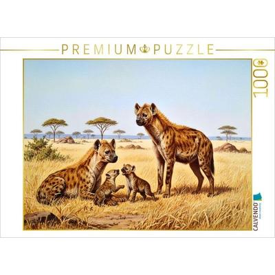 CALVENDO Puzzle Gemälde einer Hyänenfamilie | 1000 Teile Lege-Größe 64x48cm Foto-Puzzle für glückliche Stunden