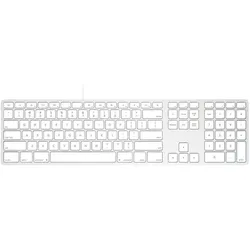 Matias FK318CS Aluminum Wired Keyboard for Mac USB Keyboard English (US), QWERTY, Macintosh (US, Kabelgebunden), Tastatur, Weiss, Silber