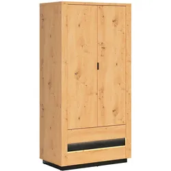 KLEIDERSCHRANK 2 Türen Glenn Holz und Schwarz
