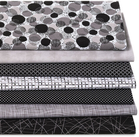 Patchwork- und Quiltpaket "Dots & Stripes", schwarz/weiß/grau