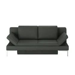 Schlafsofa mit Sitz- und Rückenfläche aus Echtleder Kenny , grau , Maße (cm): B: 204 H: 88 T: 91.0