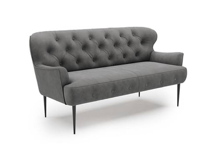 CAVADORE 2,5-Sitzer Küchensofa Amba, Trendige Sitzbank für Küche oder Esszimmer / 173 x 97 x 87 / Flachgewebe: Dunkelgrau