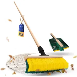 Novaliv Krallenbesen mit Stiel 60cm inkl. Kehrgarnitur Outdoor, Spezialbesen gebogenen Borsten Borsten -Ideal als Gartenbesen, Kratzbesen, Kunstrasen Besen, Optimal für Camping