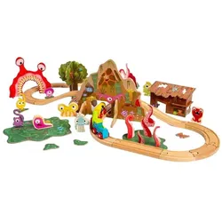Bigjigs Holz-Monstereisenbahn-Set, 50-tlg.