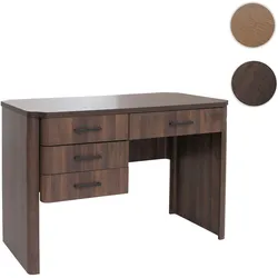 Schreibtisch HWC-P42, Bürotisch Computertisch, 4 Schubladen MDF 78x110x60cm ~ Walnuss-Optik
