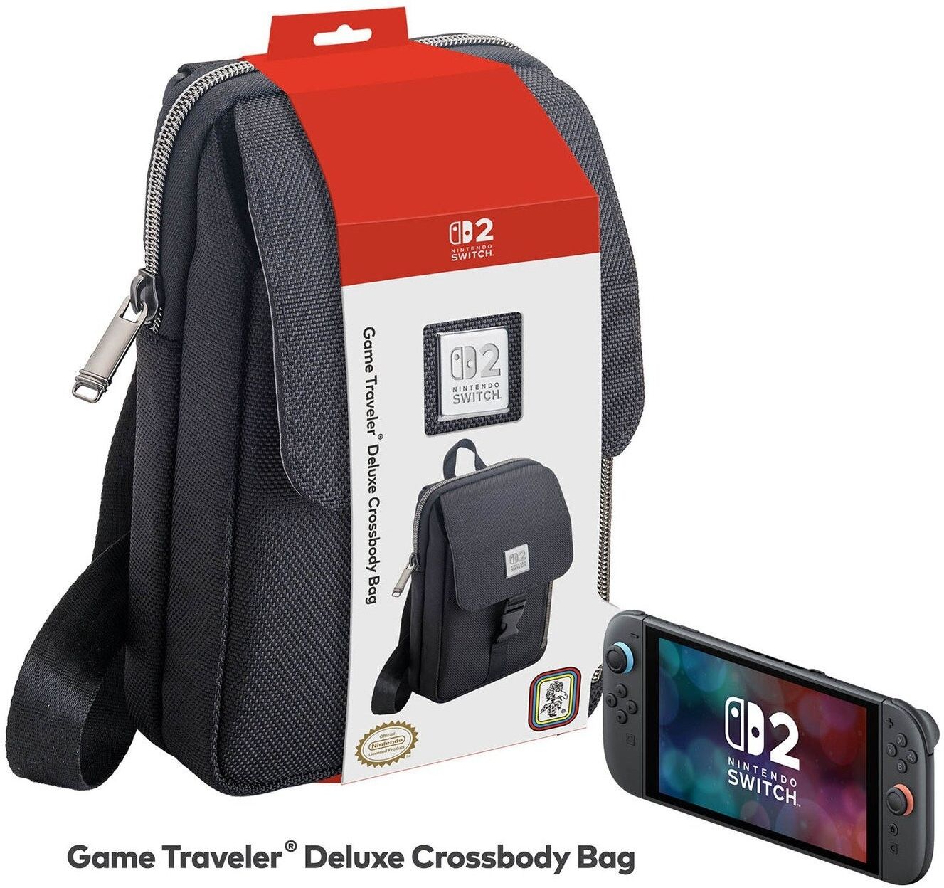 Nacon Nintendo Switch 2 Crossbody Bag - Black - Crossbody - Gaming Accessory for Nintendo Switch 2