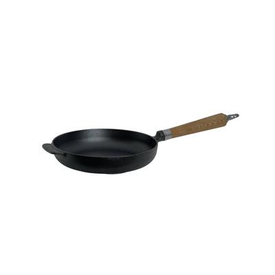 Bratpfanne RONNEBY BRUK "Maestro, hoch, mit Holzgriff & Gegengriff", schwarz (schwarz, mit eichenholzgriff), B:25cm H:9cm L:51cm, Pfannen, Bratpfanne