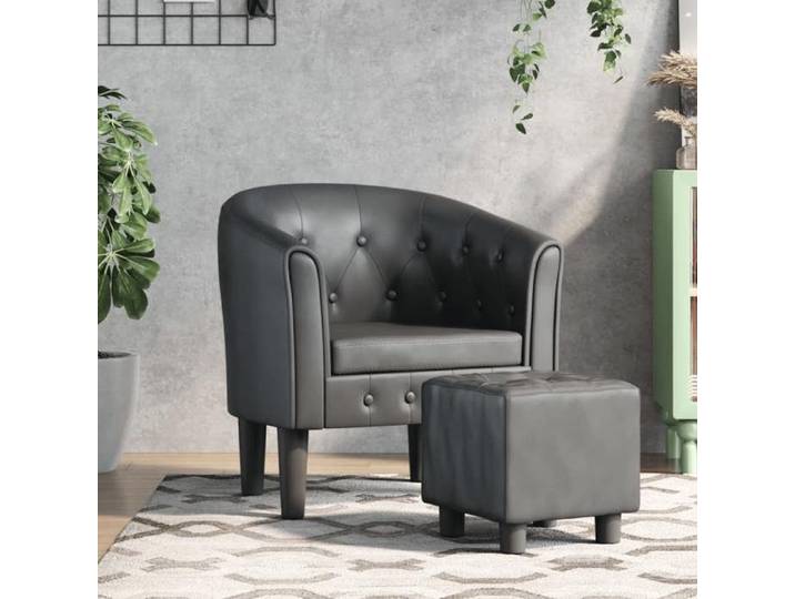 Fauteuil Relax Black Month Canapé-chaise/Fauteuil cabriolet avec repose-pied Gris similicuir - 70x56x68cm EU25_7541682