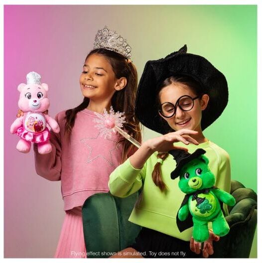 Care Bear - 22cm Wicked Love A Lot Glinda Plush, 22 cm tall, Soft Plush Fabric, Rosy Pink, Basic Fun