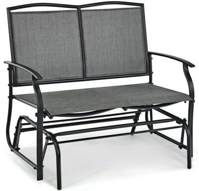 Costway Iron Patio Rocking Chair for Outdoor Backyard and Lawn-Gray