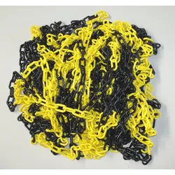 FLUID 50004 Kunststoff Gliederkette Absperrkette Warnkette Sicherungskette Gelb Schwarz Ø8mm Länge 50m