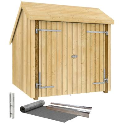 Gartenhaus PLUS, beige (natur), Holzwerkstoff, Gartenhäuser, Gartenhaus, Fahrradunterstand mit Doppeltür, Dachpappe/Aluleisten/H-Pfostenfüße