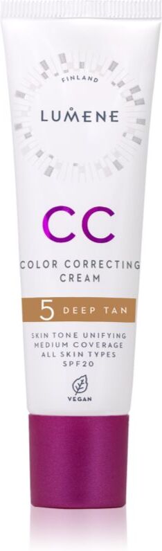 Lumene CC Color Correcting Cream CC cream for even skin tone SPF 20 shade 5 Deep Tan (Warm) 30 ml