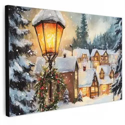 LEINWANDBILD Weihnachtsdorf - Häuser - Schnee - Weihnachten Deko Schlafzimmer 30x20 cm