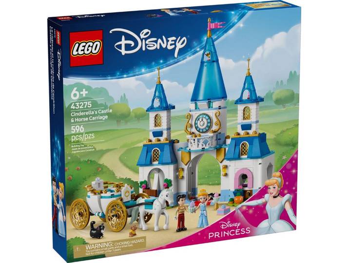 LEGO® LEGO® Disney 43275 Cinderellas Schloss und Pferdekutsche Konstruktionsspielsteine, (596 St)