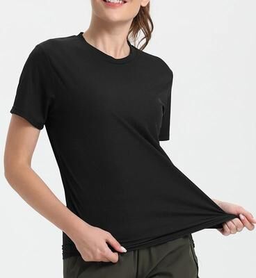 Uplifted Finds Women Solid Color Ultralight Quick Dry Sport T Shirt xl black