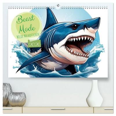 Beast Mode - Wilde Maskottchen (hochwertiger Premium Wandkalender 2026 DIN A2 quer), Kunstdruck in Hochglanz