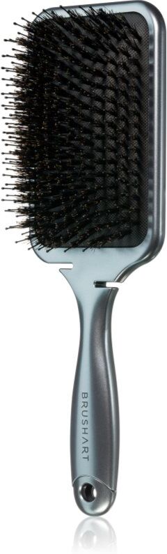 BrushArt Hair Boar bristle paddle hairbrush brosse à cheveux avec poils de sanglier Metallic Black 1 pcs