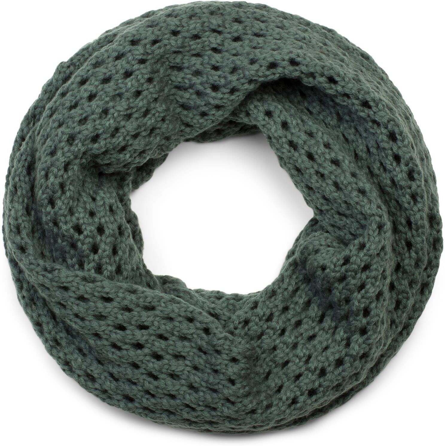 Strickschal STYLEBREAKER "Strick Loop Schal mit Loch Muster", Damen, grau (dunkelgrau), Obermaterial: 100% Viskose CV., Modisch, Modetücher