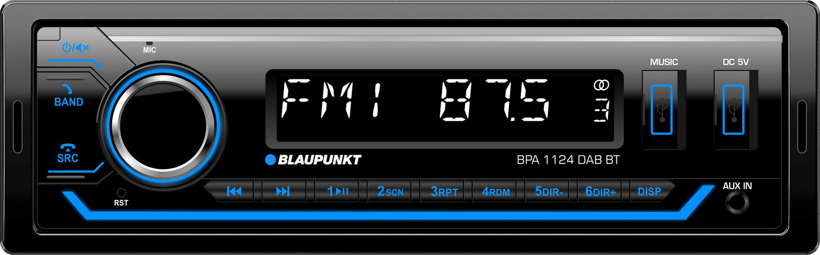 Blaupunkt BPA 1124 DAB BT Autoradio - Zwart - LCD-scherm - MP3 - WMA - Bluetooth