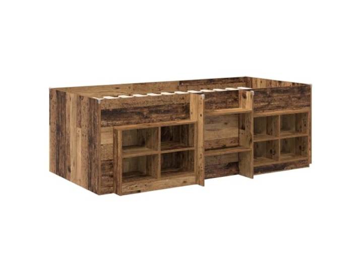 KTHLBRH Bettgestell Loft mit Möbelstück, 3-teilig, antikes Holz Holztechnik, 193 x 111 x 68,5 cm, Matratze 90 x 190 cm, Leiter inklusive, platzsparendes Design