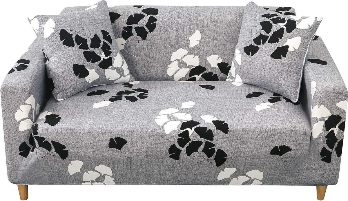 Stretch Bankhoes 2-zits Sofa Protector Grijs-esdoornblad in Stretch Stof