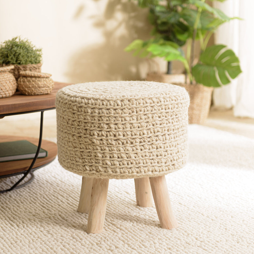 World Menagerie Amryis Accent Stool Beige 42cm H X 40cm W X 40cm D