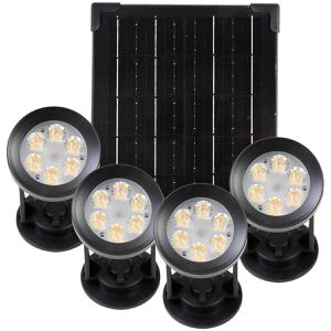 Enovalite Gartenstrahler ELEDSO700101, mit 5W LED, Solar, mit Erdspieß, Dämmerungssensor, wasserdicht