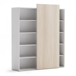 Büroregal mit Schiebefront BLOCK, 1600 x 400 x 1748 mm, Eiche natur