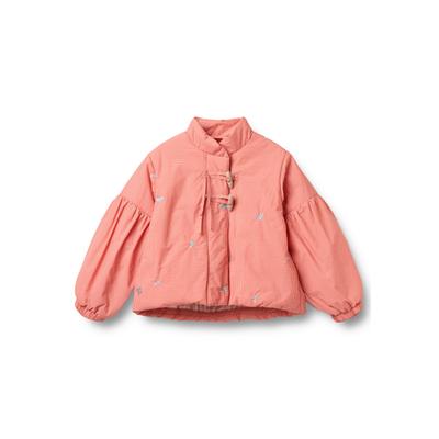 Outdoorjacke WHEAT "WHEAT Lightweight Puffer Jacket Sola", Kinder, Gr. 110, rosa (rot check), 100% Recycled Nylon, kariert, normal, amerikanischer Ausschnitt, Jacken Outdoorjacke, reflektierend