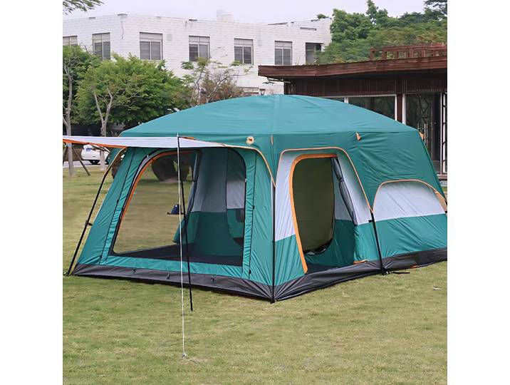 Tente de camping tunnel pour 3 à 12 personnes, tente de camping surdimensionnée à 2 chambres avec cabine de couchage, protection UV, imperméable, pliable, tente familiale