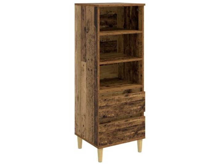 KGFHERENB Highboard Altholz-Optik 40x36x110 cm Kommode mit 2 Schubladen Schlanker Mehrzweckschrank für Wohnzimmer und Flur mit stabilen konischen Beinen und flexibler Nutzfläche.